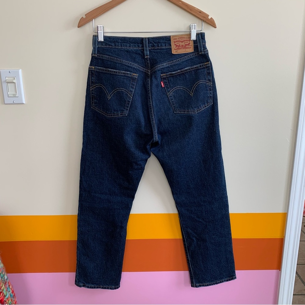 Classic High-Rise Straight Jeans in Dark Blue - Picture 6 of 7